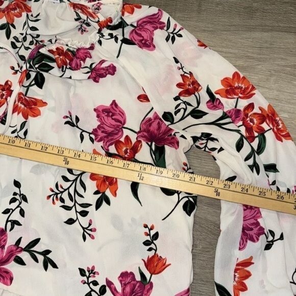 Old Navy Womens Floral Peplum Blouse XL White & Pink - Picture 8 of 10